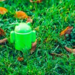 green Android robot toy on grass